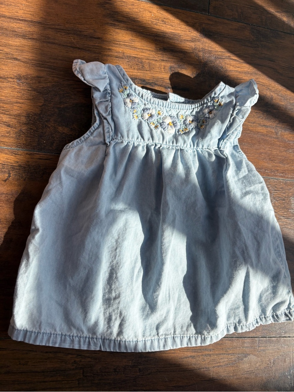 Light Blue Embroidered Denim Dress